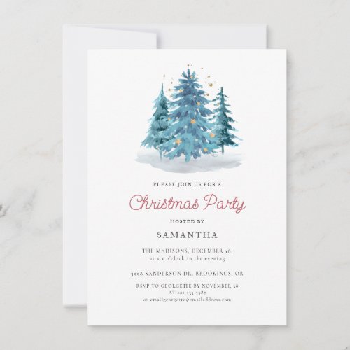 Elegant Watercolor Christmas Holiday Party Invitation