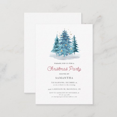 Elegant Watercolor Christmas Holiday Party Invite