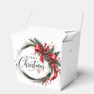 Elegant Watercolor Christmas Holly Favor Box