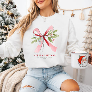 Elegant Watercolor Christmas Mistletoe Custom Sweatshirt