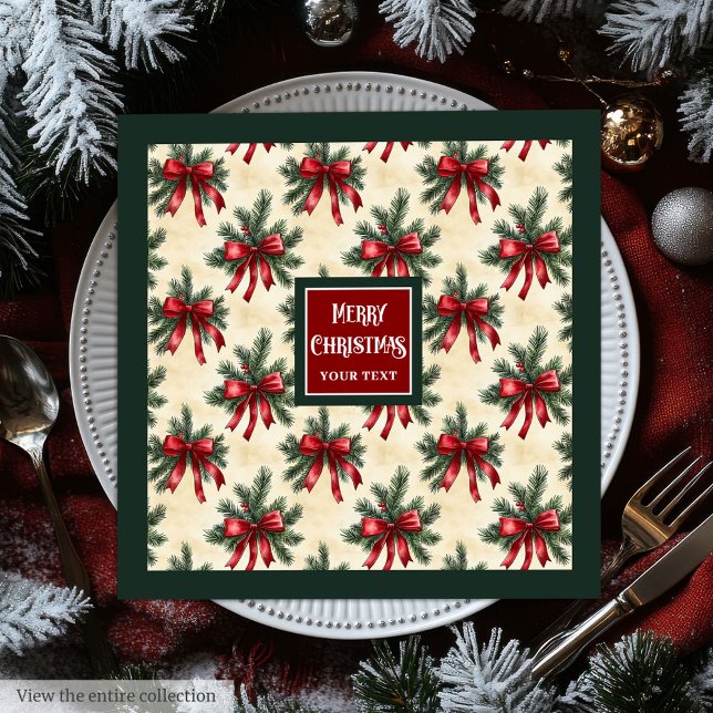 Elegant watercolor Christmas monogram napkins (Elegant watercolor Christmas monogram napkins)