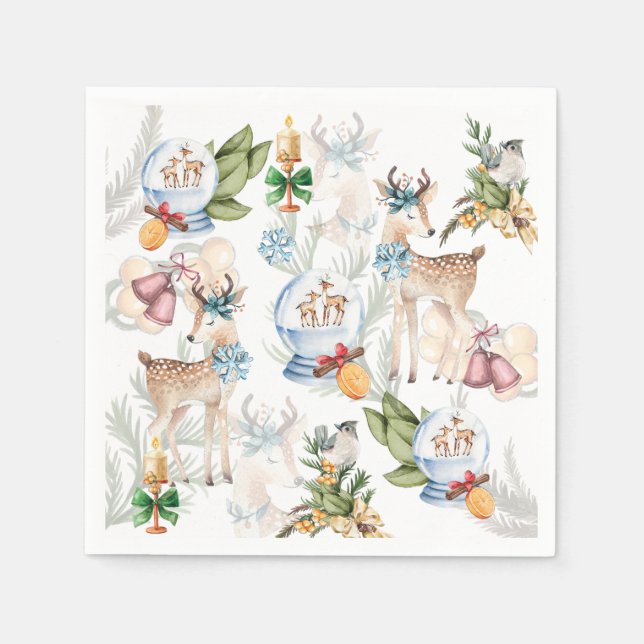 Elegant Watercolor Christmas Napkins (Front)