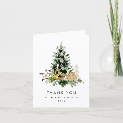 Elegant Watercolor Christmas Ornament Corporate Thank You Card