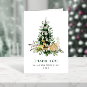 Elegant Watercolor Christmas Ornament Corporate Thank You Card