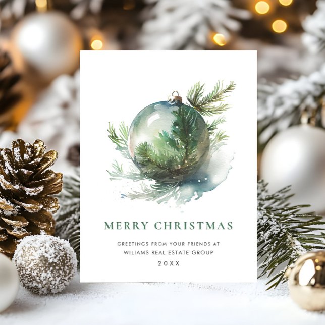 Elegant Watercolor Christmas Ornament Holiday Postcard (Creator Uploaded)
