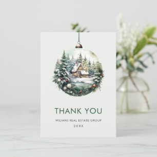 Elegant Watercolor Christmas Ornament Holiday Thank You Card