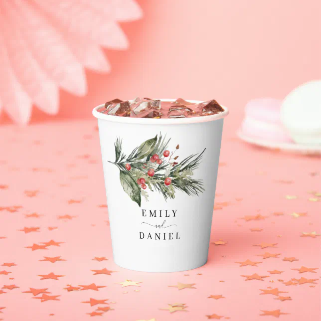 Elegant Watercolor Christmas Paper Paper Cups | Zazzle