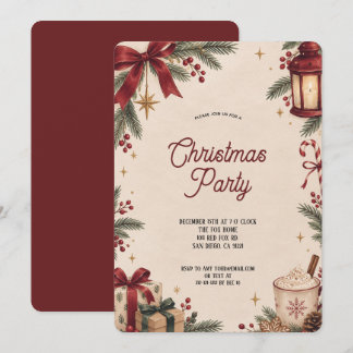 Elegant Watercolor Christmas Party Invitation