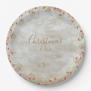 Elegant Watercolor Christmas Personalize Year Paper Plates