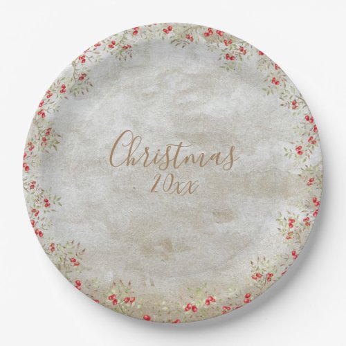 Elegant Watercolor Christmas Personalize Year Paper Plates