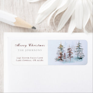 Elegant Watercolor Christmas Pine Return Address Label