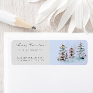 Elegant Watercolor Christmas Pine Return Address Label
