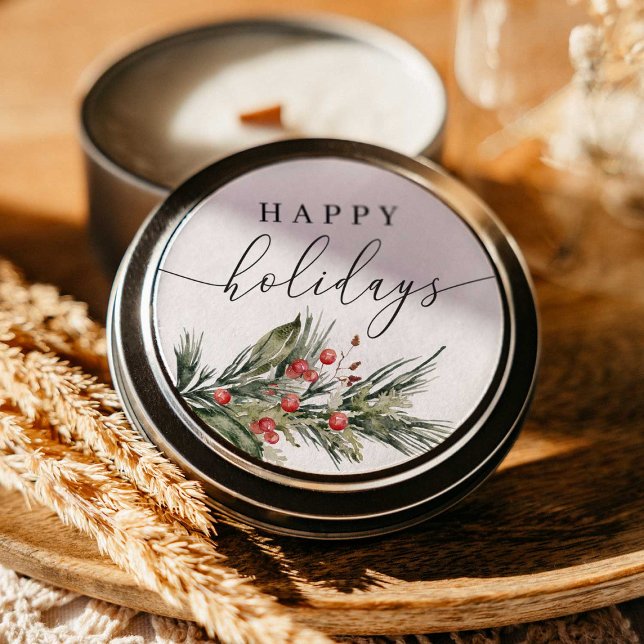 Elegant Watercolor Christmas Round Sticker Labels (Creator Uploaded)