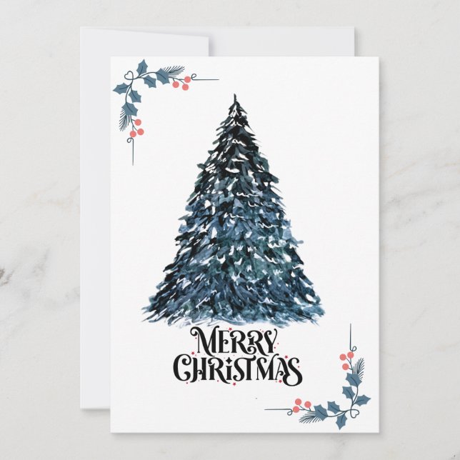 Elegant Watercolor Christmas Tree Card | Festive & (Front)