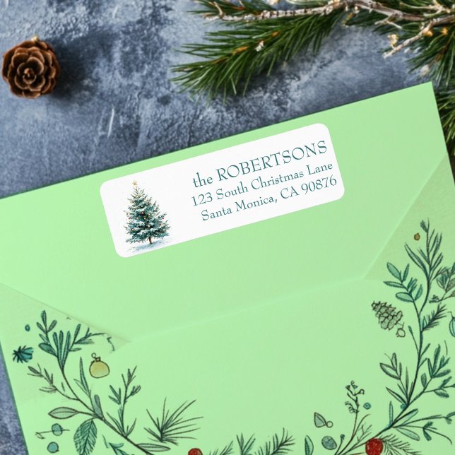 Elegant Watercolor Christmas Tree CUSTOM Address Label (Elegant Watercolor Christmas Tree CUSTOM Return Address Label
)