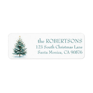 Elegant Watercolor Christmas Tree CUSTOM Label