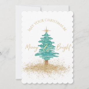 Elegant Watercolor Christmas Tree Holiday Card