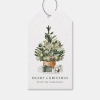 Elegant Holly Berries and Pine Cones Holiday Gift Tags