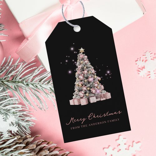 Elegant Watercolor Christmas Tree Holiday  Gift Tags
