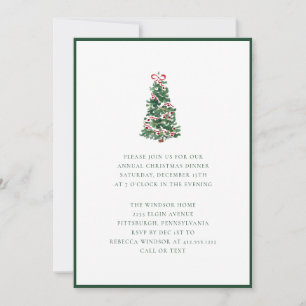 Elegant Watercolor Christmas Tree Holiday Party Invitation