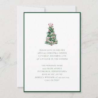 Elegant Watercolor Christmas Tree Holiday Party Invitation