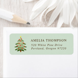 Elegant Watercolor Christmas Tree Holiday Party Label