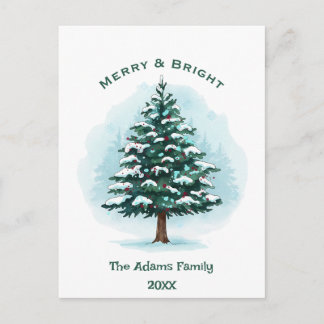 Elegant Watercolor Christmas Tree Holiday Postcard