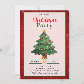 Elegant Watercolor Christmas Tree Party Invitation