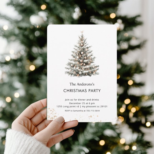 Elegant Watercolor Christmas Tree Party Invitation (Creator Uploaded)