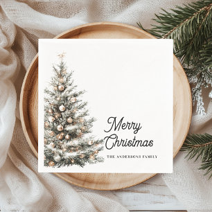 Elegant Watercolor Christmas Tree Personalized Napkins