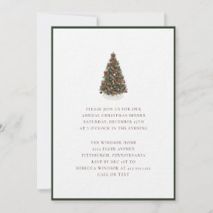 Elegant Watercolor Christmas Tree Plaid Invitation