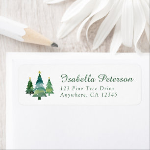 Elegant Watercolor Christmas Tree Return Address Label