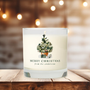 Elegant Watercolor Christmas Tree Scented Candle