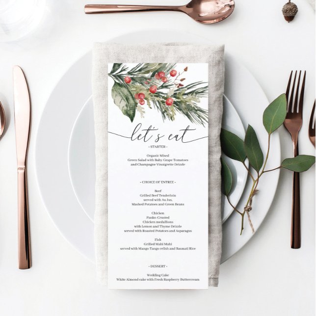 Elegant Watercolor Christmas Wedding Menu (Creator Uploaded)