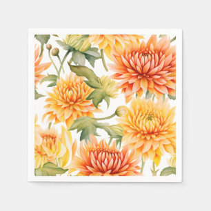 Elegant Watercolor Chrysanthemum Napkins