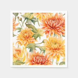 Elegant Watercolor Chrysanthemum Napkins