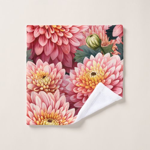 Elegant Watercolor Chrysanthemums Wash Cloth