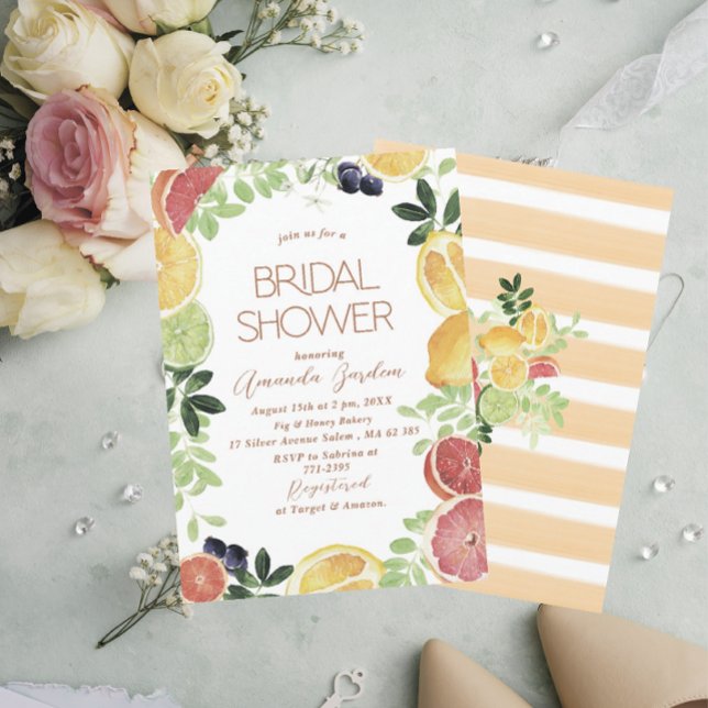 Elegant Watercolor Citrus   bridal shower Invitation (Creator Uploaded)