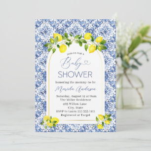 Elegant Watercolor Citrus Lemon Baby Shower Invitation