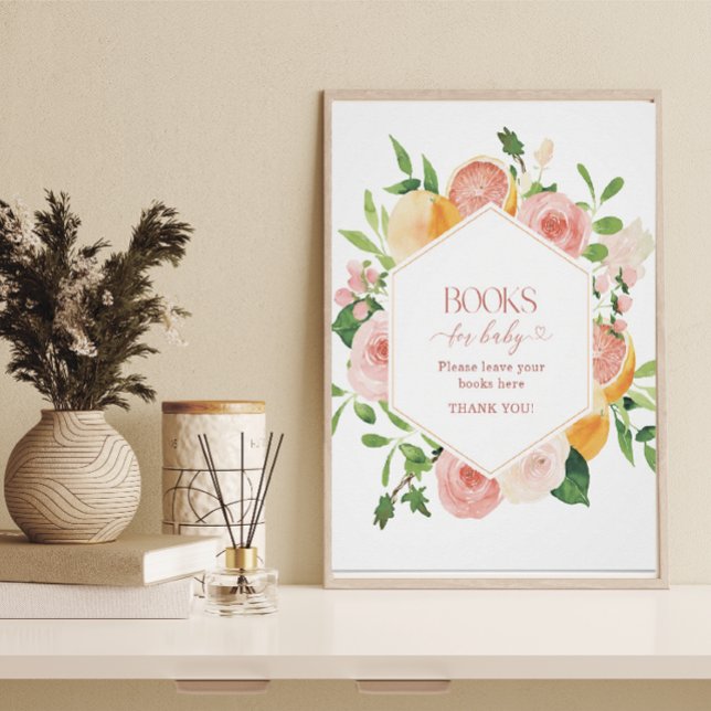 Elegant  Watercolor Citrus Pink Flowers baby showe Poster (Creator Uploaded)