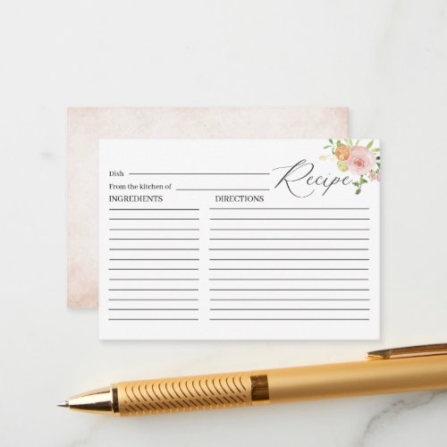 Elegant Watercolor Citrus Pink Flowers Bridal Show Enclosure Card