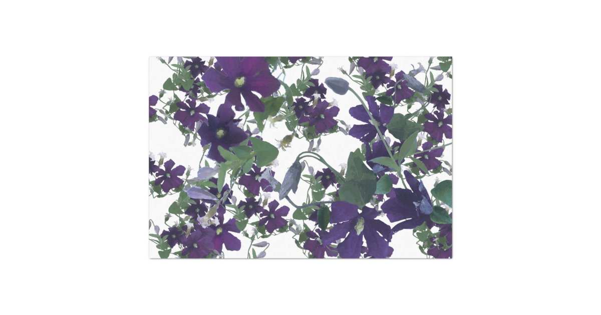 elegant-watercolor-clematis-floral-tissue-paper-zazzle