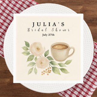 Elegant Watercolor Coffee Bridal Shower  Napkins