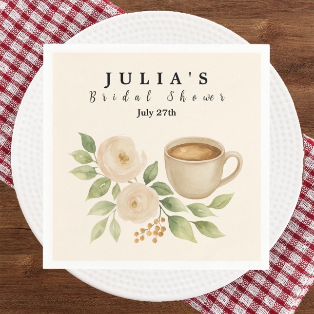 Elegant Watercolor Coffee Bridal Shower  Napkins (Creator Uploaded)