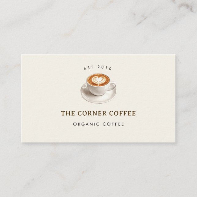 Elegant watercolor Coffee shop  Business Card (Front)