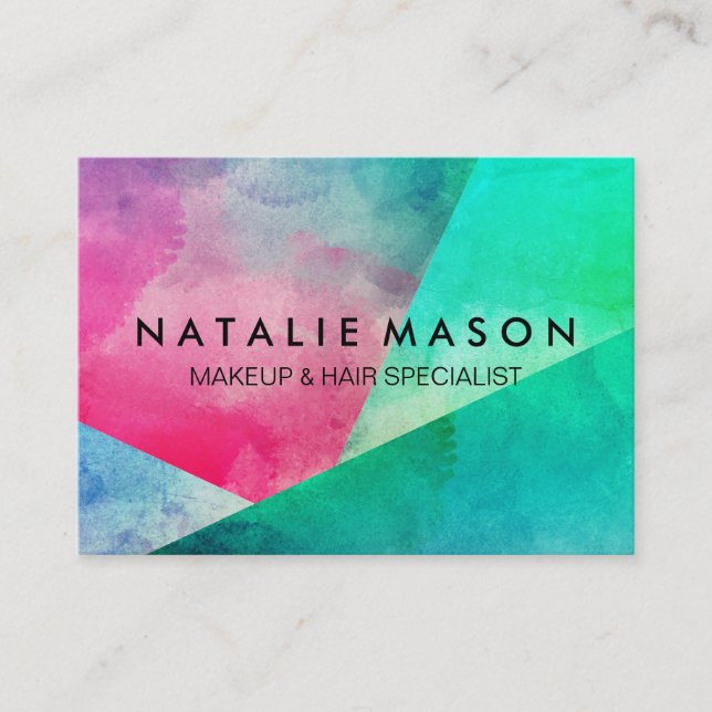 Elegant Watercolor Color Blocks Business Card (Front)