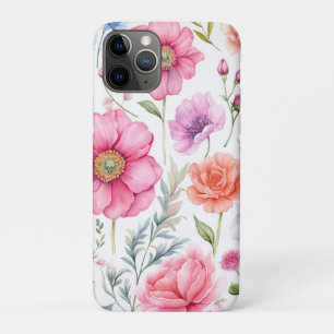 Elegant Watercolor Colorful Flowers Flora  Pattern iPhone 11 Pro Case