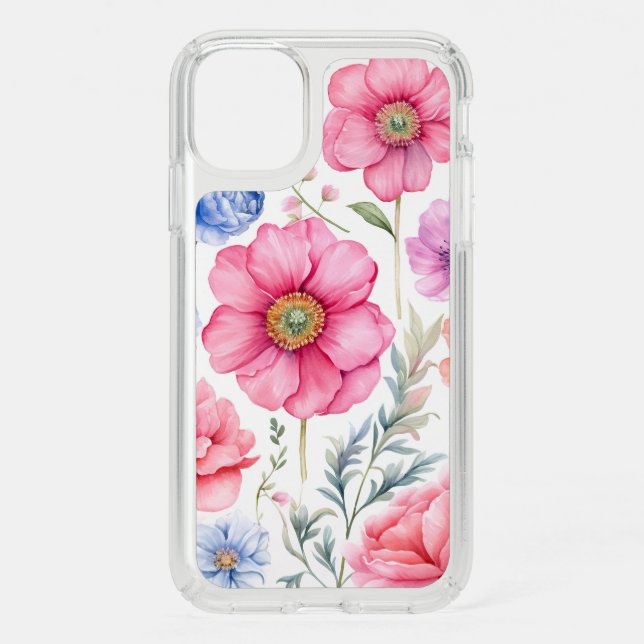 Elegant Watercolor Colorful Flowers Flora  Pattern Speck iPhone 11 Case (Front)