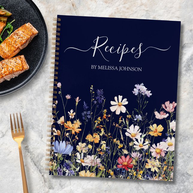 Elegant Watercolor Colorful Wildflower Recipe Book (In situ)