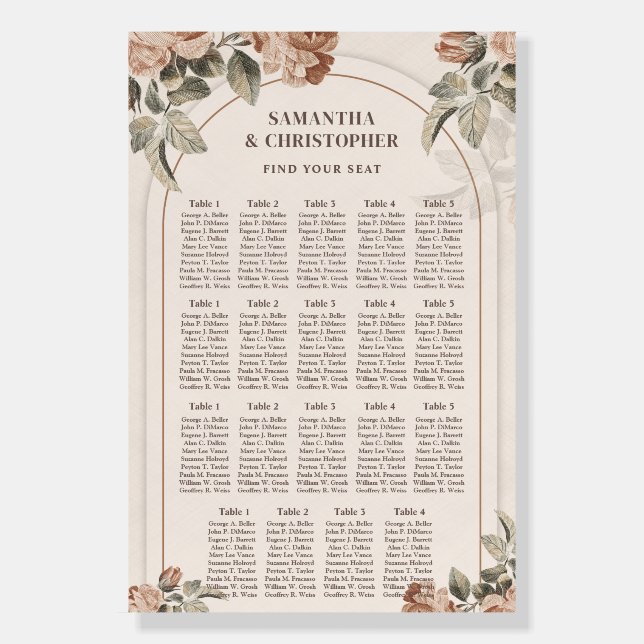 Elegant watercolor copper flowers dusty green foam board (Front)